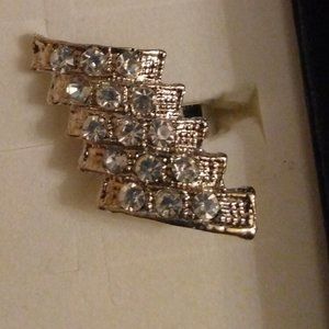 Silver Plated Stacked Lined CZ Diamond Ring